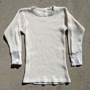 Vintage Sportswear Thermal Shirt Waffle Knit Men's S Off-White Base Layer USA